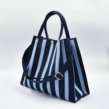 Load image into Gallery viewer, THSB1069: Navy: Vertical Stripe Crossbody Tote Bag
