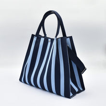 Load image into Gallery viewer, THSB1069: Navy: Vertical Stripe Crossbody Tote Bag
