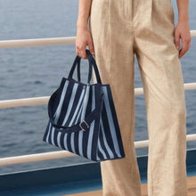 Load image into Gallery viewer, THSB1069: Navy: Vertical Stripe Crossbody Tote Bag
