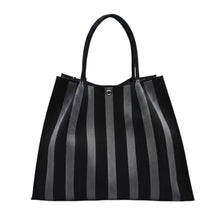 Load image into Gallery viewer, THSB1070: Grey: Vertical Stripe Crossbody Tote Bag
