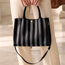 Load image into Gallery viewer, THSB1070: Grey: Vertical Stripe Crossbody Tote Bag
