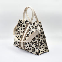 Load image into Gallery viewer, THSB1071: Cream: Leopard Crossbody Tote Bag
