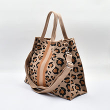 Load image into Gallery viewer, THSB1072: Brown: Leopard Crossbody Tote Bag
