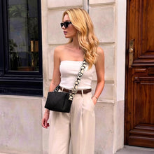 Load image into Gallery viewer, THSB1075: Black: Diamond Stitch Crossbody Bag
