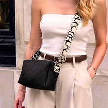 Load image into Gallery viewer, THSB1075: Black: Diamond Stitch Crossbody Bag
