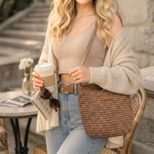 Load image into Gallery viewer, THSB1076: Camel: Boho Woven Crossbody Bag
