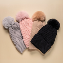 Load image into Gallery viewer, THSBE1013: Blush Pink: (D) Braided Twist Pompom Beanie
