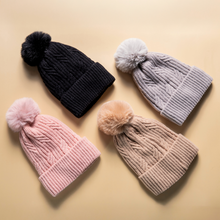 Load image into Gallery viewer, THSBE1013: Blush Pink: (D) Braided Twist Pompom Beanie
