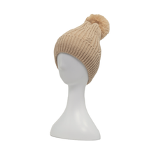 Load image into Gallery viewer, THSBE1014: Camel: (D) Braided Twist Pompom Beanie
