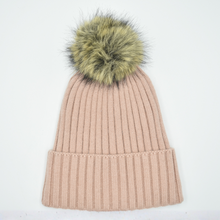 Load image into Gallery viewer, THSBE1026: Pink: Double Layer Pom Pom Rib Knit Beanie
