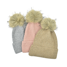 Load image into Gallery viewer, THSBE1034: Grey: Soft Knit Pom Pom Beanie
