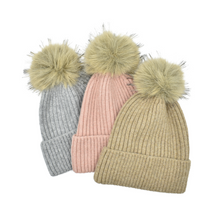 Load image into Gallery viewer, THSBE1036: Pink: Soft Knit Pom Pom Beanie
