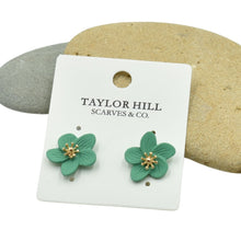 Load image into Gallery viewer, THSE1072: Bright Teal: Flower Petals Earrings
