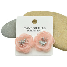 Load image into Gallery viewer, THSE1088: Melon: Organza Flower Earrings
