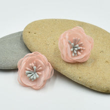 Load image into Gallery viewer, THSE1088: Melon: Organza Flower Earrings
