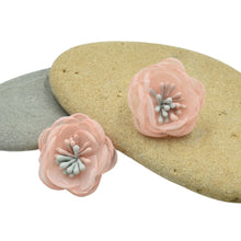 Load image into Gallery viewer, THSE1088: Melon: Organza Flower Earrings
