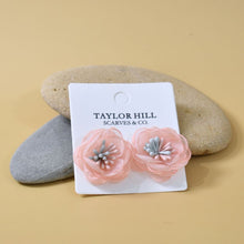 Load image into Gallery viewer, THSE1088: Melon: Organza Flower Earrings
