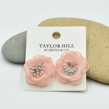 Load image into Gallery viewer, THSE1088: Melon: Organza Flower Earrings
