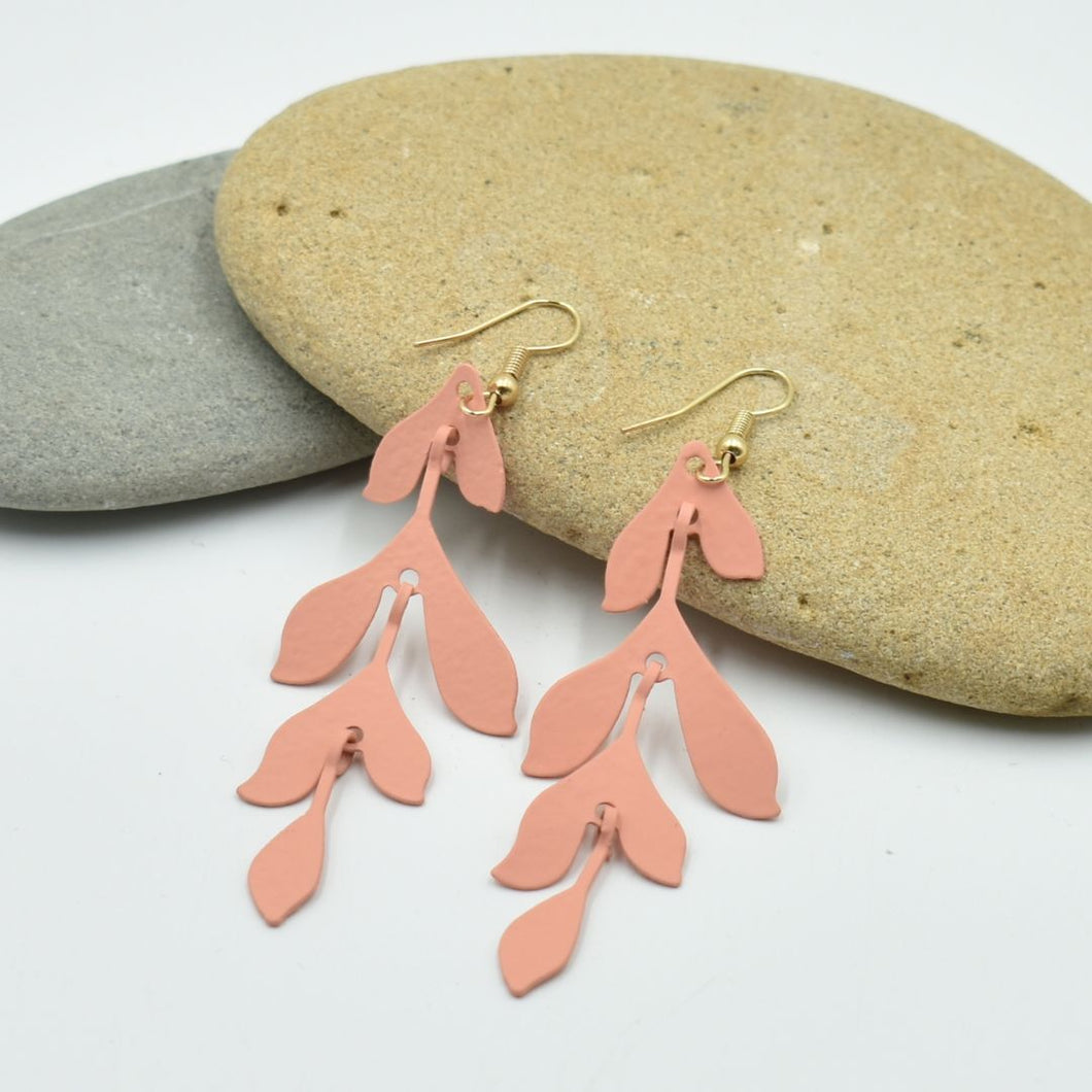THSE1091: Pink: Leaf Drop Earrings