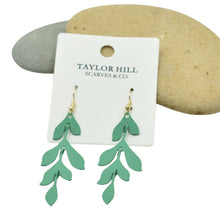 Load image into Gallery viewer, THSE1092: Green: Leaf Drop Earrings
