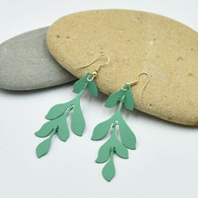 Load image into Gallery viewer, THSE1092: Green: Leaf Drop Earrings
