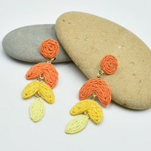 Load image into Gallery viewer, THSE1095: Sunrise: Woven Raffia Earrings
