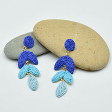 Load image into Gallery viewer, THSE1096: Ocean Blue: Woven Raffia Earrings
