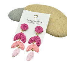Load image into Gallery viewer, THSE1097: Rose Pink: Woven Raffia Earrings
