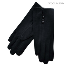 Load image into Gallery viewer, THSG1043: Black: Three Buttons Gloves
