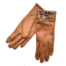Load image into Gallery viewer, THSG1052: Tan: Leopard Tips Gloves
