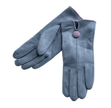 Load image into Gallery viewer, THSG1067: Teal: One Button Grey Border Gloves - J'adore Gifts 
