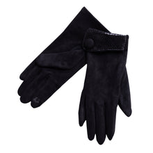 Load image into Gallery viewer, THSG1073: Black: Cuff Snake Print Button Gloves - J'adore Gifts 
