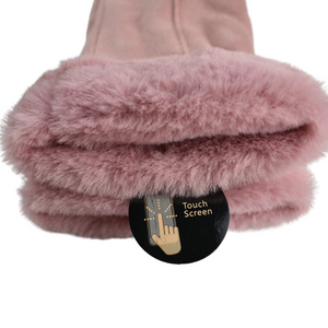THSG1091: Pink: Faux Fur Double Layer Gloves