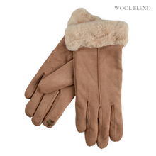Load image into Gallery viewer, THSG1092: Camel: Faux Fur Double Layer Gloves
