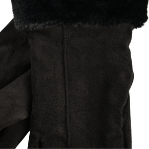 THSG1093: Black: Faux Fur Double Layer Gloves