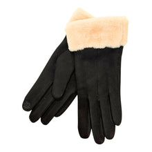 Load image into Gallery viewer, THSG1093: Black: Faux Fur Double Layer Gloves
