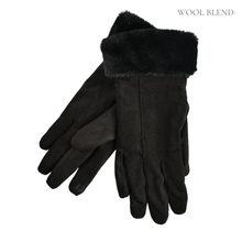 Load image into Gallery viewer, THSG1093: Black: Faux Fur Double Layer Gloves
