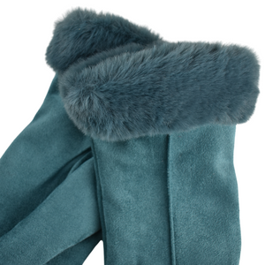THSG1095: Teal: Faux Fur Double Layer Gloves