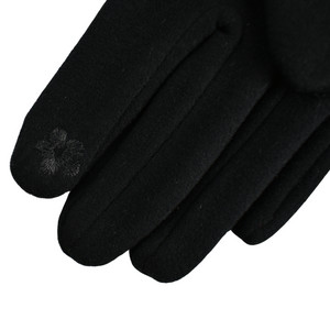 THSG1101: Black: Faux Fur Trim Bow Gloves