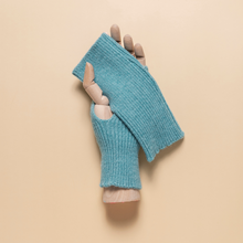 Load image into Gallery viewer, THSG1121: Teal: Ribbed Fingerless Gloves
