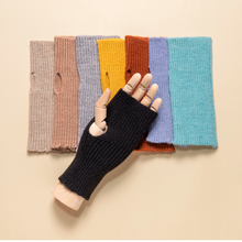 Load image into Gallery viewer, THSG1123: Dusty Blue: Ribbed Fingerless Gloves
