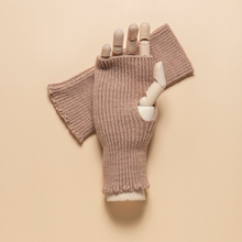 Load image into Gallery viewer, THSG1124: Brown: Ribbed Fingerless Gloves
