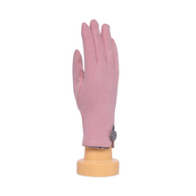 Load image into Gallery viewer, THSG1128: Pink: Houndstooth Button Border Gloves
