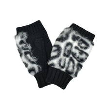 Load image into Gallery viewer, THSG1135: Grey: Faux Fur Cuff Fingerless Gloves
