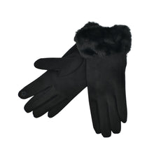 Load image into Gallery viewer, THSG1144: Black: Faux Fur Cuff Gloves
