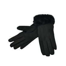 Load image into Gallery viewer, THSG1144: Black: Faux Fur Cuff Gloves
