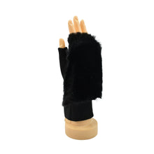 Load image into Gallery viewer, THSG1147: Black: Faux Fur Fingerless Gloves
