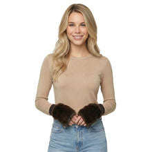 Load image into Gallery viewer, THSG1149: Chocolate: Faux Fur Fingerless Gloves
