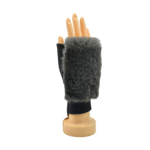 Load image into Gallery viewer, THSG1151: Grey: Faux Fur Fingerless Gloves
