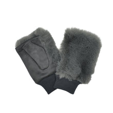 Load image into Gallery viewer, THSG1151: Grey: Faux Fur Fingerless Gloves

